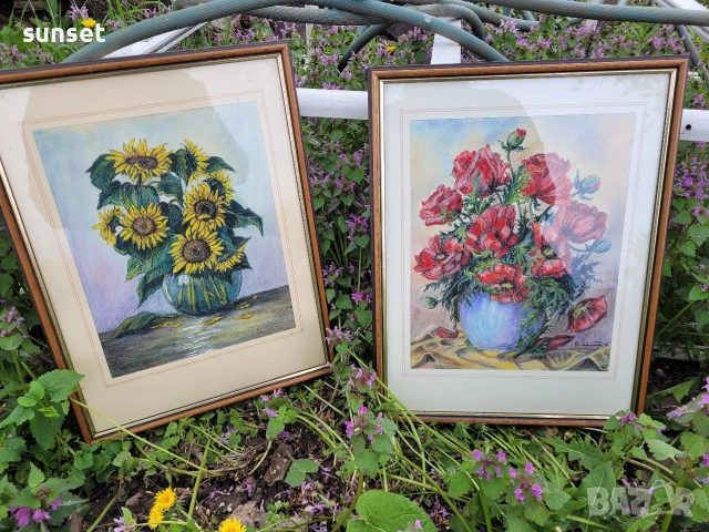 АВТОРСКИ картини с цветя( слънчогледи и макове)