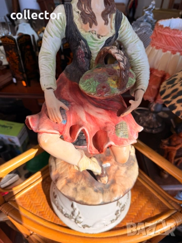 Голяма порцеланова фигура - "девойка с кошница. №7850 , снимка 7 - Антикварни и старинни предмети - 53443577