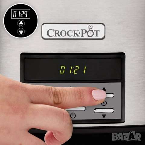 Crock-Pot CSC063X-01 Уред за бавно готвене , 7.5 л Digital, Керамичен съд, Стъклен капак, Inox, снимка 3 - Мултикукъри - 54133709