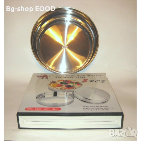 Комплект 3 кръгли тави за печене 28/32/36 см, дълбоки, снимка 5 - Съдове за готвене - 53943252