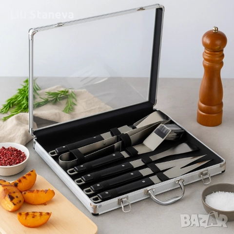 Комплект за барбекю 6в1–всичко необходимо за перфектна скара + подарък ръкавици. 