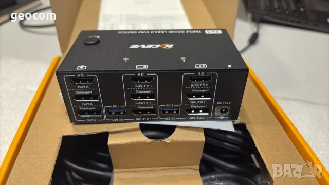 KCEVE Triple Monitor KVM Switch HDMI/DP 3-Port 4K/8K (Нов), снимка 3 - Суичове - 49444106