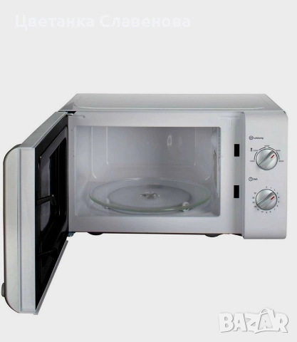 Микровълнова фурна Privileg 800W , 20 литра с 5 нива на мощност, сребрист, снимка 2 - Микровълнови - 52662912