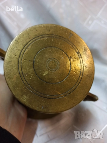 Масивен бронзов хаван с голям двоен пестик(чукан)  общо тегло 2 кг, снимка 5 - Антикварни и старинни предмети - 52016991