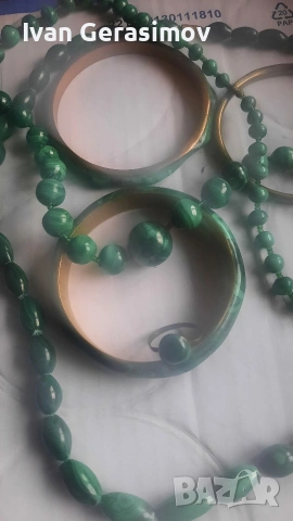 Гривни и гердан от Малахит, снимка 4 - Гривни - 54261436