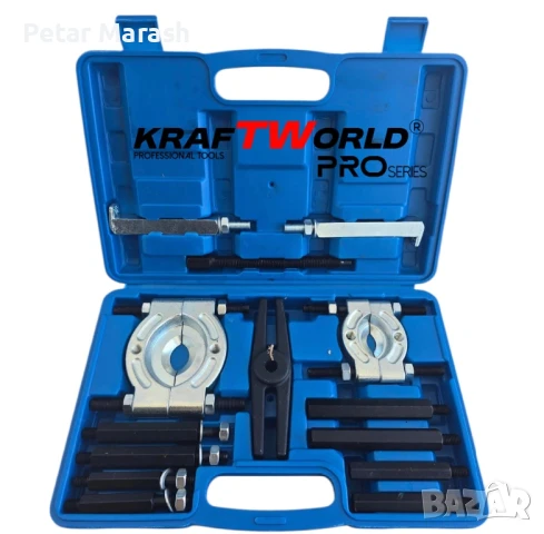 Комплект за демонтаж на лагери 30–70 мм KraftWorld Pro (14 части), снимка 2 - Куфари с инструменти - 50633616