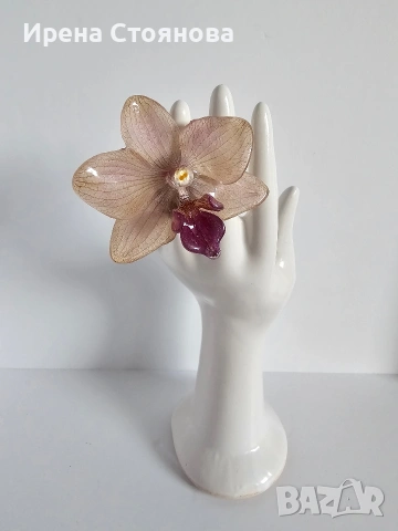 🌼"Орхидейна свежест" 🌼„Винтидж пръстен с истинска орхидея в епоксидна смола – уникално ръчно бижу“