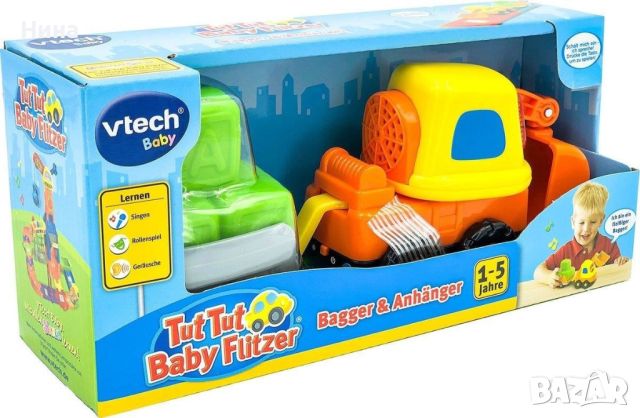VTech Baby Tut Tut Flitzer - багер и ремарке, снимка 1 - Коли, камиони, мотори, писти - 45984013