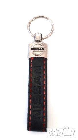 Автомобилен кожен ключодържател / за Nissan Нисан / черен цвят / стилни елегантни авто аксесоари