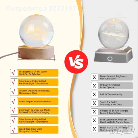 LED Светеща кристална топка/лампа, 3D сензорна-Кит и малко мече, снимка 11 - Настолни лампи - 49411441