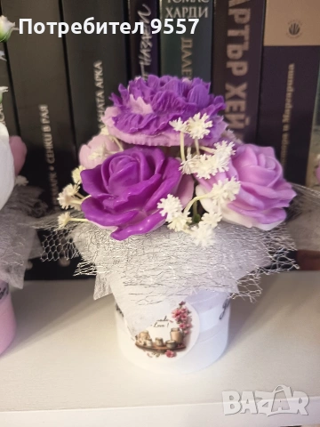 Малък букет от ароматни соеви цветя, снимка 2 - Декорация за дома - 53584755