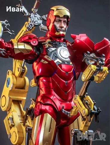 HOT TOYS DELUX Iron Man 2 QS021 Iron Man and Suit-Up Gantry 1/4 Scale Collectible Figure Set, снимка 4 - Колекции - 53999461
