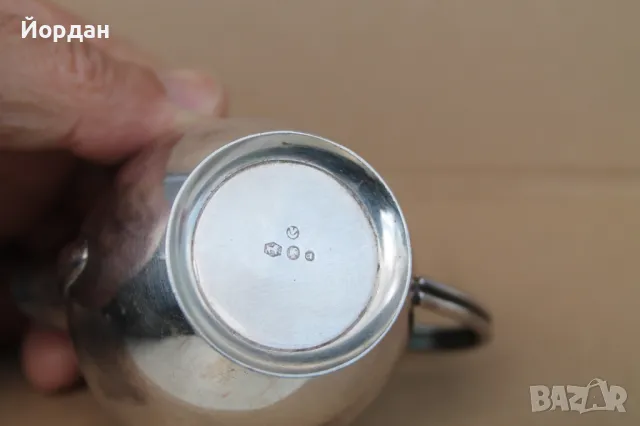 Английска сребърна кана за мляко, снимка 6 - Антикварни и старинни предмети - 49862240