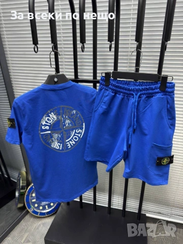 Stone Island Мъжки Син Летен Екип Тениска И Къси Панталонки👕🩳Мъжки Къс Комплект Код A1336, снимка 2 - Спортни дрехи, екипи - 53931576