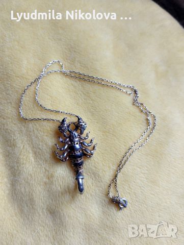 Сребърен позлатен Скорпион с печат  , снимка 1