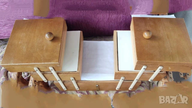 ПРОМО-Дървена-бук, разтегателна кутия за шиене на 3 нива, снимка 5 - Други стоки за дома - 53645059