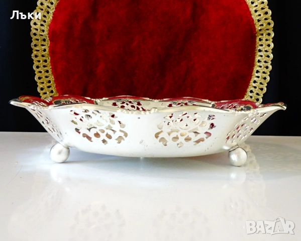 Посребрена фруктиера,съд за сервиране,ажур. , снимка 2 - Антикварни и старинни предмети - 52336253