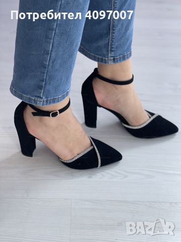 Дизайнерски черни дамски затворени сандали с ток за очарователен стил, снимка 2 - Дамски елегантни обувки - 45680934