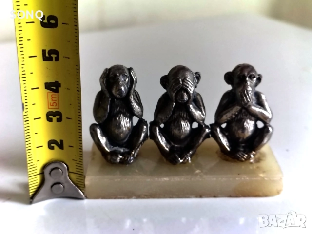 Колекционерска Посребрена Фигурка Трите Мъдри Маймуни, снимка 6 - Колекции - 52124908