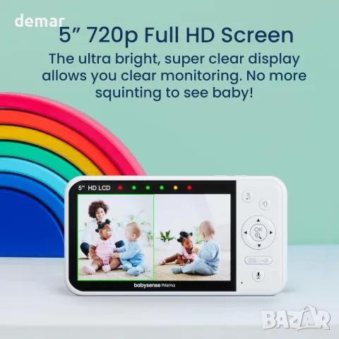 Бебефон Babysense Prisma с камера и аудио, 5” HD видео бебефон, снимка 8 - Бебефони - 47743082