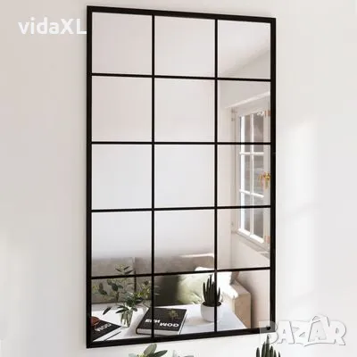 vidaXL Стенни огледала, 2 бр, черни, 100x60 см, метал（SKU:3189035）, снимка 2 - Огледала - 48772123