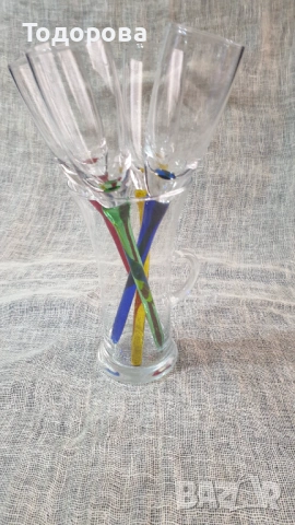 Ръчно издухани винтидж чаши за шампанско-4 броя.