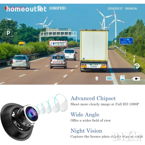 ПРОМОЦИЯ Огледална камера за автомобил с предна и задна камера – Full HD 1080P - X001L8V2J1, снимка 4 - Аксесоари и консумативи - 51961801