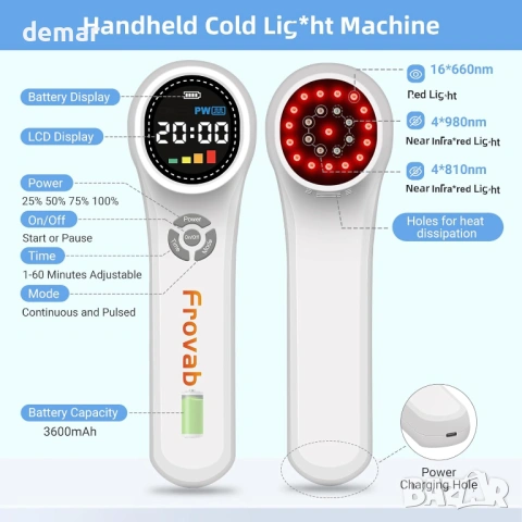 Ръчно устройство с червена светлина, 16X660nm + 4X980nm + 4X810nm, снимка 6 - Други стоки за дома - 54015252