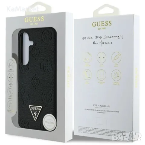 Оригинален кейс Guess Grained Hot Stamp Peony Triangle Logo MagSafe, За Samsung Galaxy S25 Ultra, и , снимка 6 - Калъфи, кейсове - 48906857