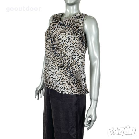 Дамски топ без ръкави Marina Rinaldi Draped Neck Leopard Print Silk Top, снимка 4 - Корсети, бюстиета, топове - 46292536