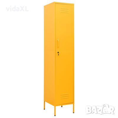 vidaXL Шкаф със заключване, горчица жълто, 35x46x180 см, стомана（SKU:336254, снимка 1 - Шкафове - 45373593
