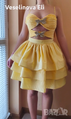 Официална пастелно жълта рокля, снимка 2 - Рокли - 53722137