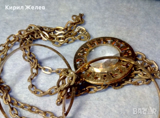 ВЕЛИКОЛЕПНО ПОЗЛАТЕНО ВИНТИДЖ АРТ КОЛИЕ с МЕДАЛЬОН с ФАСЕТИРАН БОХЕМСКИ КРИСТАЛ 40779, снимка 12 - Колиета, медальони, синджири - 51255580