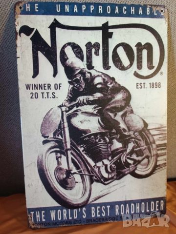 Norton est.1898-метална табела(плакет), снимка 2 - Аксесоари и консумативи - 45807940