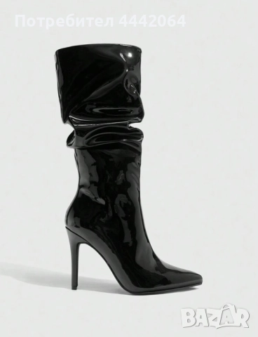 Черни лачени ботуши, снимка 1