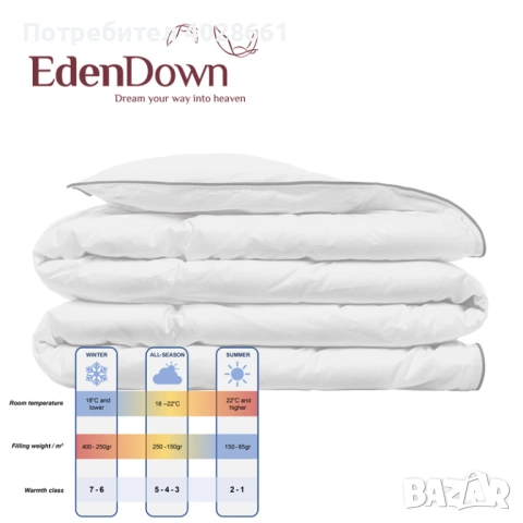 Всесезонна завивка Sapphire с Патешки пух 70/30, 200/220см