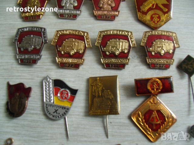 № 7530 лот - 21 броя стари германски нагръдни знаци,значки,кокарди  - соц.период / ГДР /, снимка 3 - Антикварни и старинни предмети - 45845613
