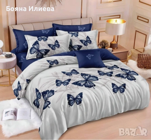 Луксозни двулицеви спални комплекти 6 части с ластик, снимка 10 - Спално бельо - 53357071