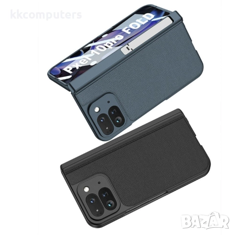 Калъф с протектор GKK за Google Pixel 10 Pro Fold – магнитна панта, кожена текстура и стойка, черен,, снимка 2 - Калъфи, кейсове - 52165147