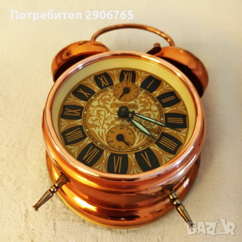 Часовник будилник KIENZLE меден корпус с камбанки работещ, снимка 8 - Антикварни и старинни предмети - 51157049