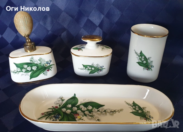 Порцеланов козметичен комплект Бавария с момини сълзи, снимка 3 - Антикварни и старинни предмети - 52222446
