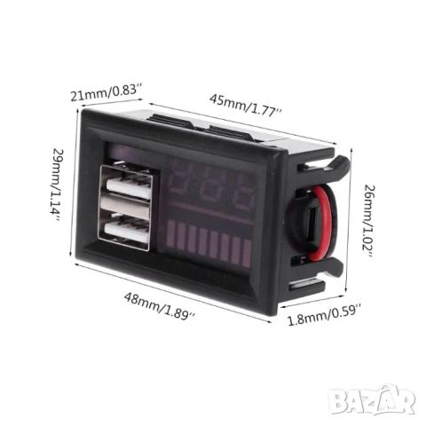 Волтметър 12v с два USB порта за зареждане, снимка 7 - Друга електроника - 46232208