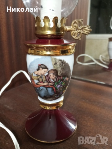Красива порцеланова нощна лампа, снимка 3 - Антикварни и старинни предмети - 52512515