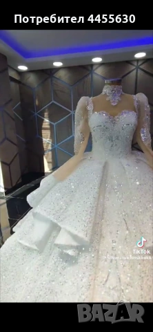 Луксозна булчинска рокля с перли и камъни – принцеса модел, снимка 3 - Рокли - 53962337