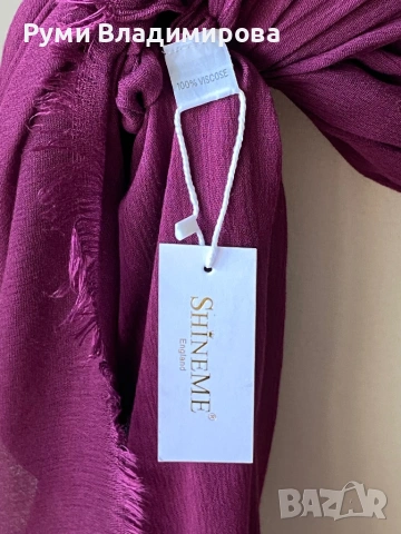 Лилав шал от 100 % вискоза, с етикет, Shine me England, снимка 3 - Шалове - 53909892