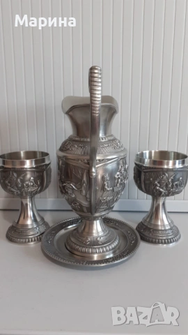 Комплект за вино "Рембрант" от калай Antik*Vintage #117, снимка 4 - Антикварни и старинни предмети - 53094668