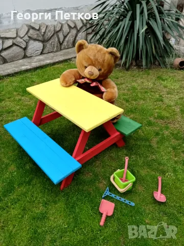 Градинска детска масичка с пейки,цветна