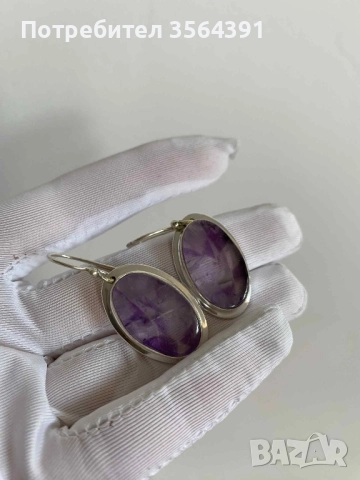 Сребърни обеци с Аметист, снимка 5 - Обеци - 52753384
