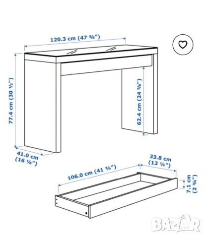 Тоалетна маса ikea malm, снимка 2 - Маси - 53890512