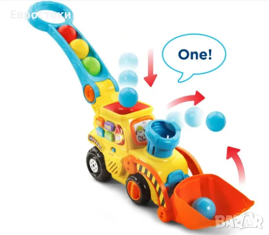 Интерактивна играчка за бутане VTech Pop-a-Ball Pop & Drop Digger, интерактивна играчка багер , снимка 2 - Образователни игри - 47241924